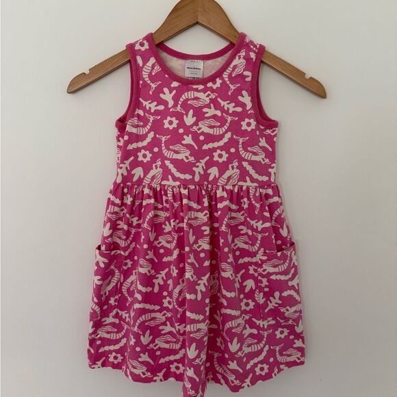 Hanna Andersson Pocket Art Dress in Pink/White Mermaid Print | Size 5 - Picture 2 of 5